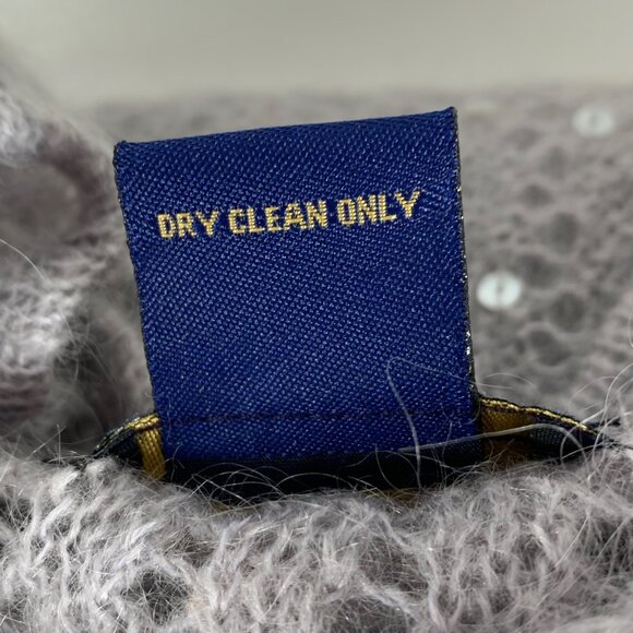 CHELSEA CAMBELL Mohair Blend Sheer Sequins Sweater Side Slits Boat Neck SIZE S - Picture 7 of 8